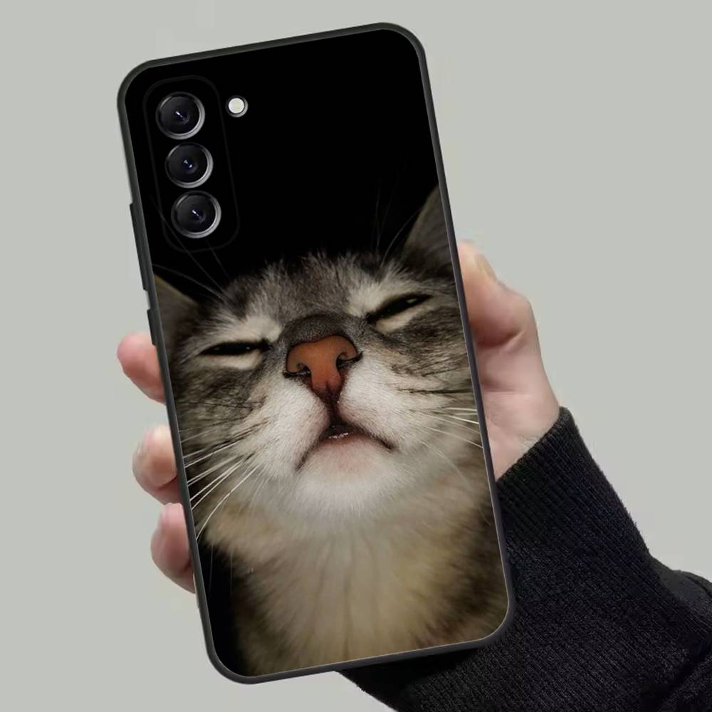 Coque de téléphone meme chat mignonne et drôle pour Samsung Galaxy A13,A21s,A22,A31,A32,A52,A53,A71,A80, Coque Noire Souple