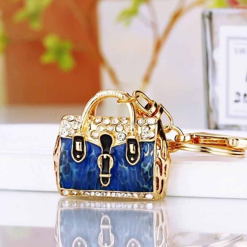 Fashion Bag Shape Crystal Keychain Girl Bag Pendant Car Pendant Creative New Rhinestone Keyring