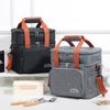 Boîte à lunch grande capacité Sac à lunch double couche Pochette repas Sac isotherme pour aliments Sac à glace