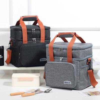 Large Capacity Lunch Box Double Layer Lunch Bag Meal Pouch Food Insulated Cooler Ice Bag