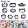 FAIS DU 4 Stück Edelstahl Keksform Stempel Namensschild DIY Keks Segenskreis Blumenrahmen Kuchen Dekoration Backware