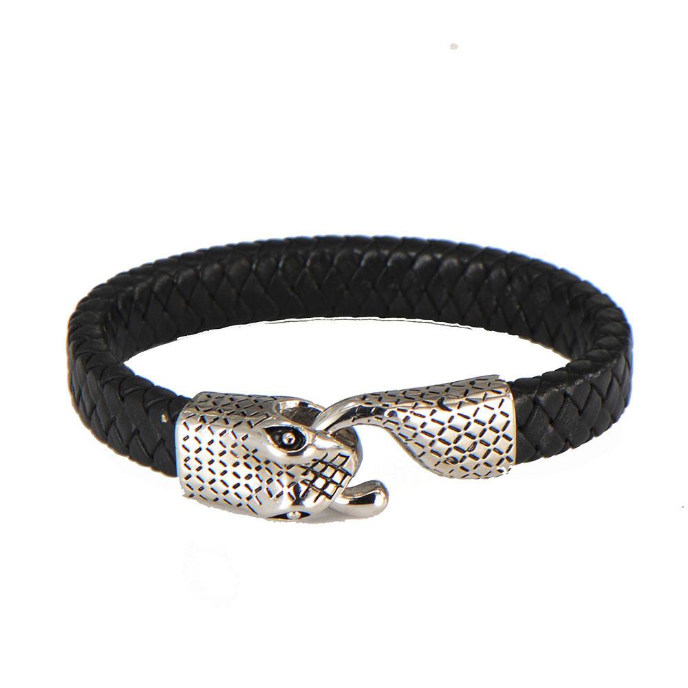 Retro foreign trade jewelry trendy men's personalized stainless steel bracelet, punk style snakehead bracelet