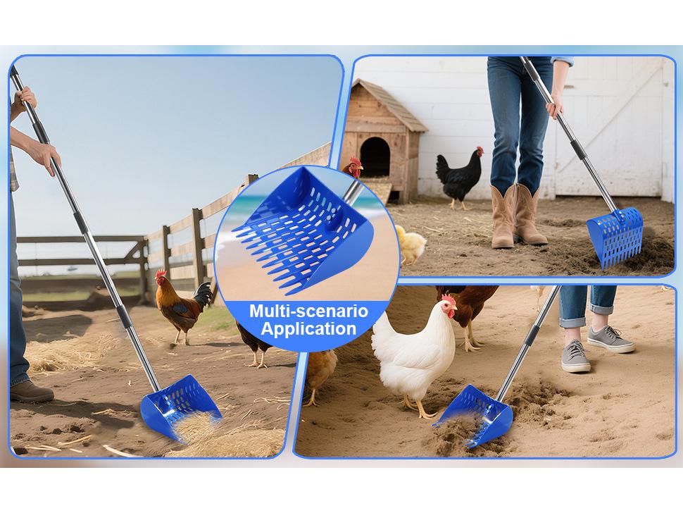 Durable 2-in-1 Chicken Manure Shovel & Rake with Sand Sieve for Chicken Coops & Small Farms