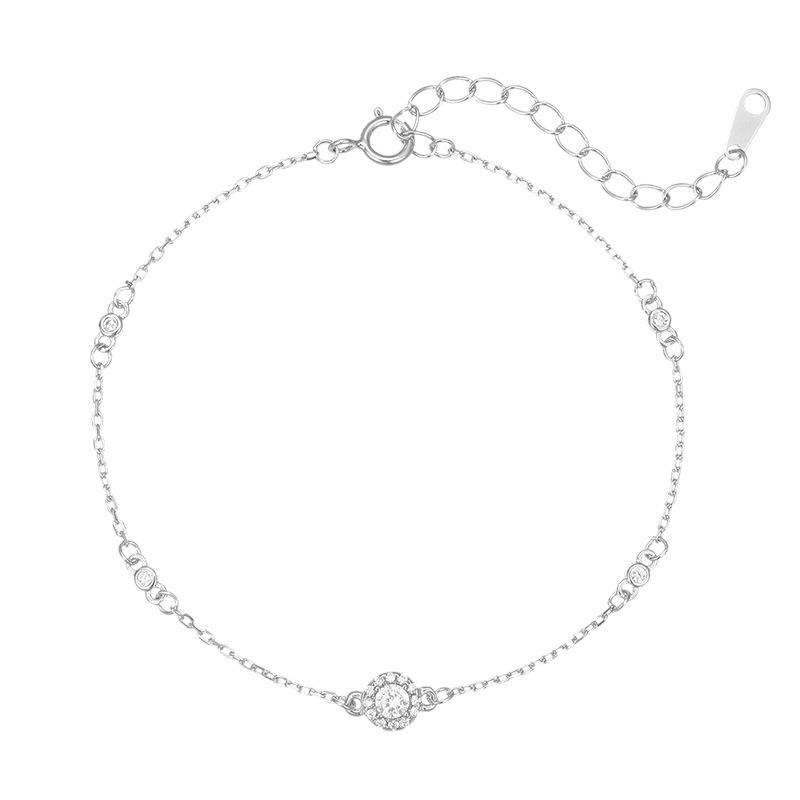 Cui Yan S925 Sterling Silver Korean Style Round Diamond Bracelet - Elegant Women's Versatile Jewelry