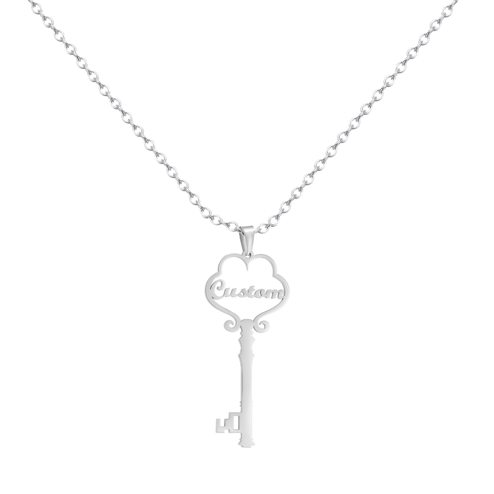Customized 18K Gold-Plated Stainless Steel Key Name Necklace