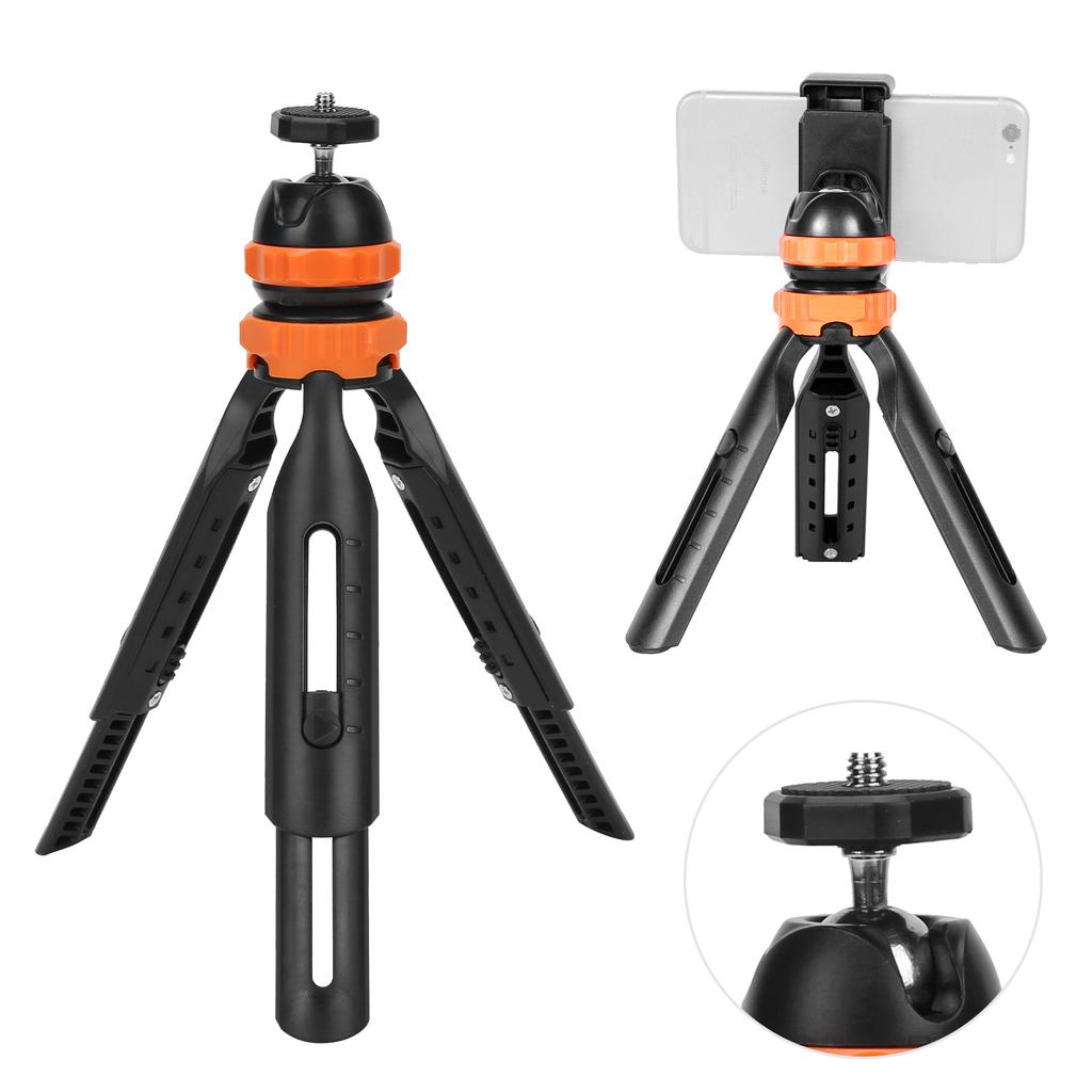 Retractable Tripod 2 Sections Mobile Phone Holder with 360 degrees      Head