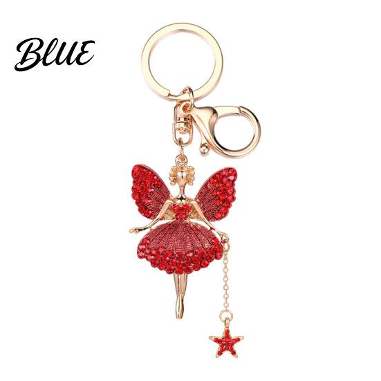 Butterfly Wings Fairy Keychain Flower Rhinestone Charm Cute Dazzling Sparkly