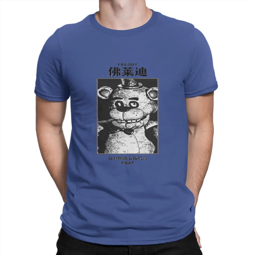 FNAF Men's T Shirts F-Fazbears Crazy Tees Short Sleeve Crew Neck T-Shirt Cotton Graphic Printed Tops