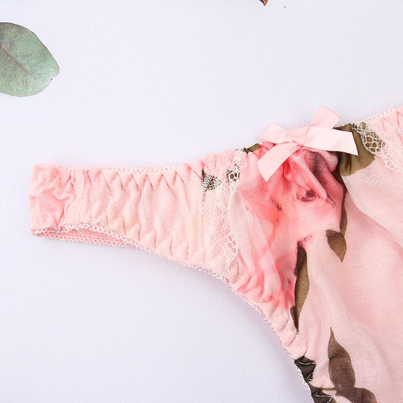 Clearance Pink Embroidered Japanese Style Women's Thong