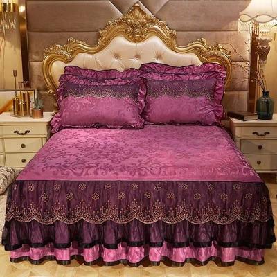 Hochwertiges Samt-Bettwäsche-Set im europäischen Stil mit Prägung, Bettrock, Kissenbezug, King-Size-Bett, elegante, warme Plüsch-Tagesdecke