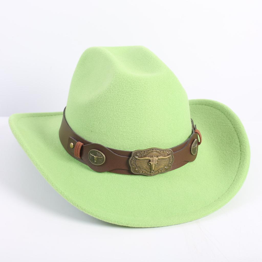 Popular European and American Fashion OL Style One-word Cowboy Hat Men's and Women's High-end Top Hat Jazz Hat Felt Hat