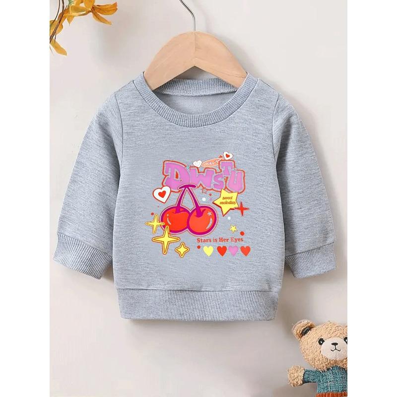 European sizes Adorable Cherry Print Sweatshirt for Kids, Designed for Infants Aged 0-3 Years, Perfect for Outdoor Wear
