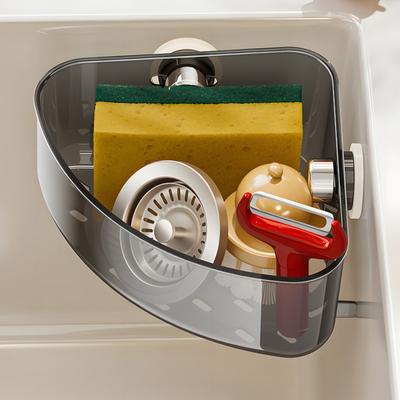 Corner Sink Strainer Sponge Holder Large Capacity Strong Load-bearing Suction Cup Triangle Storage Rack with Drain Hole