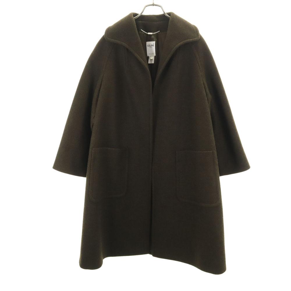 CELINE French cashmere blend Melton coat 40 khaki Women Used