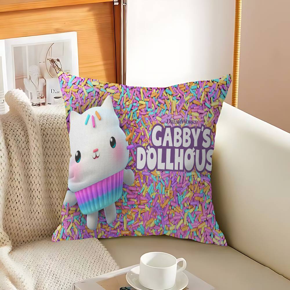 

Gabbys Dollhouse Pillowcase toon Gift Cushion Cover Bedroom Home Sofa Chair Seat Decor pillow case 12x12Inch