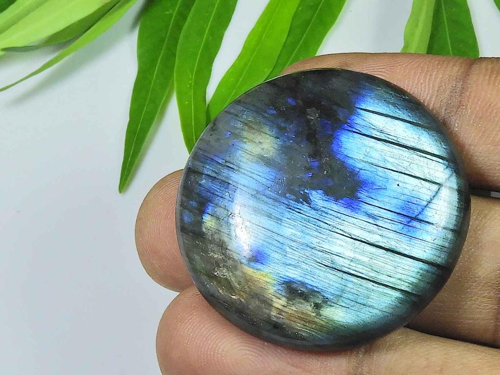 36X36MM Multi Fire Labradorite Round Cabochon Loose Natural Gemstone 77Cts. SK-4013