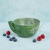 Drain Bowl Slotted Spout Layered Texture Dark Green