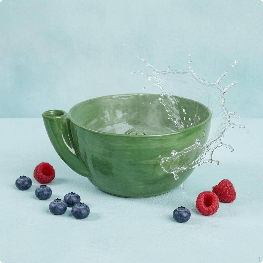 Drain Bowl Slotted Spout Layered Texture Dark Green