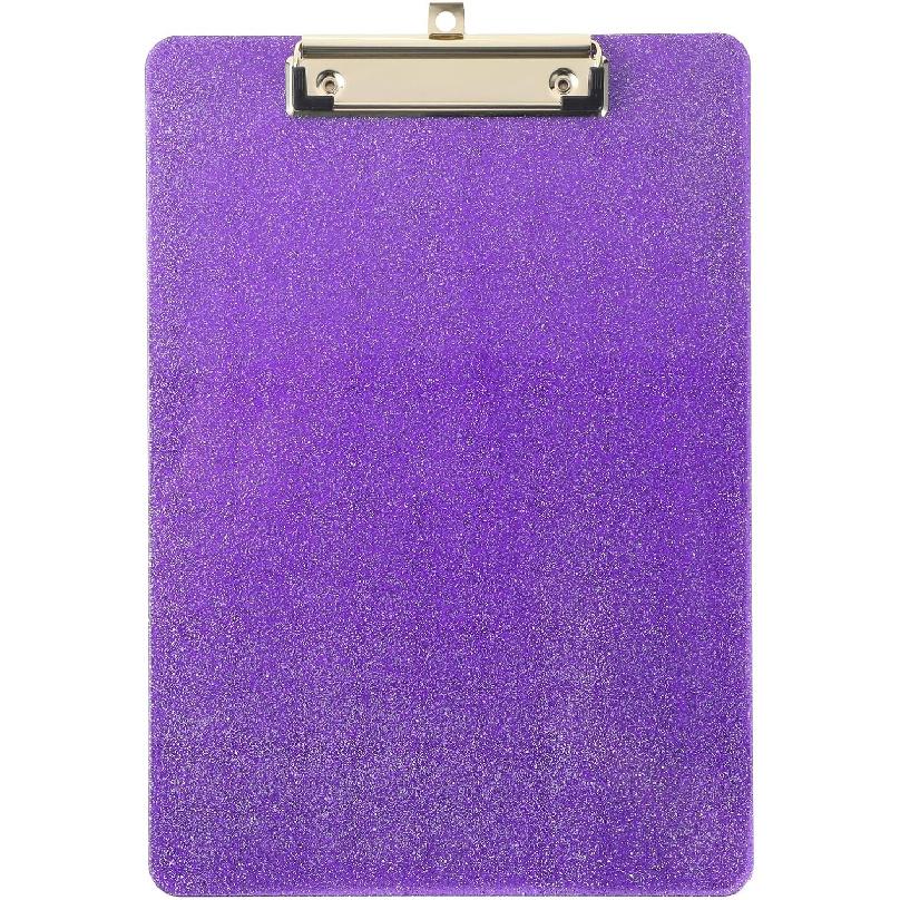 Purple Clipboard for Office Glitter Clipboard Purple Glitter Plastic Clipboards with Clip for Office Supplies, Women 12.6 X 8.86 Inch