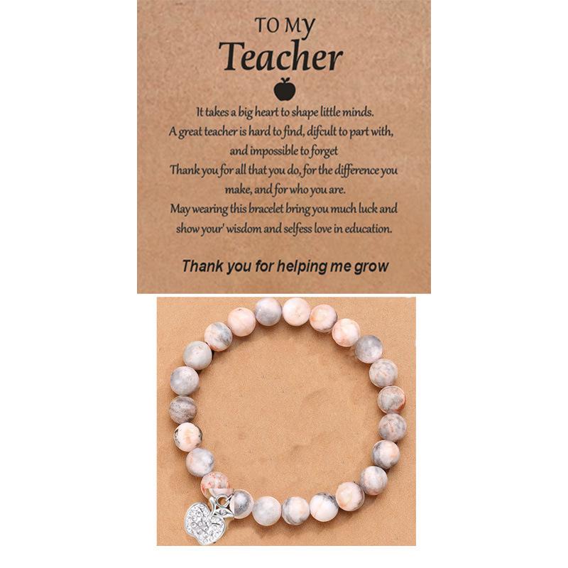 8mm Pink Zebra Stone Bead Bracelet with Gift Card: Perfect Holiday Friendship & Love Gift for Men & Women