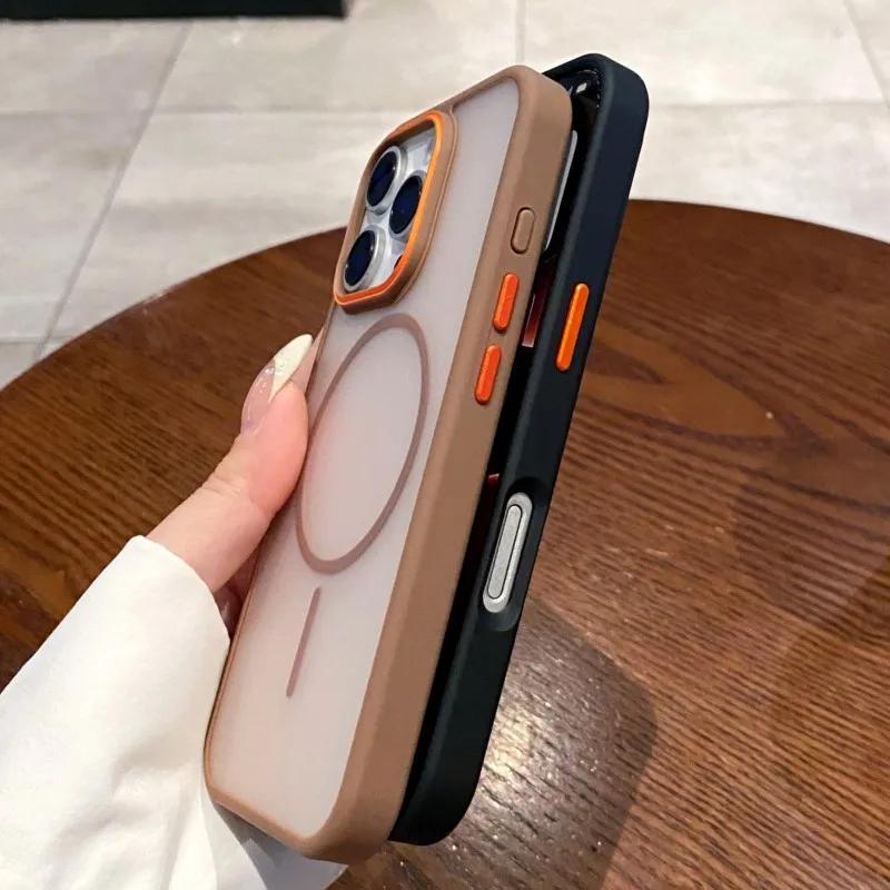 Für Magsafe Kabelloses Laden Magnetische Matte Hülle für iPhone 16 13 11 12 14 15 Plus Pro Max Stoßfeste Bumper Durchscheinende Hülle