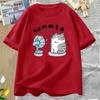 Summer Funny Cat and Fan Graphic T Shirts Women Men Short Sleeve T Shirt Harajuku Women's Clothing Female Streetwear Tops