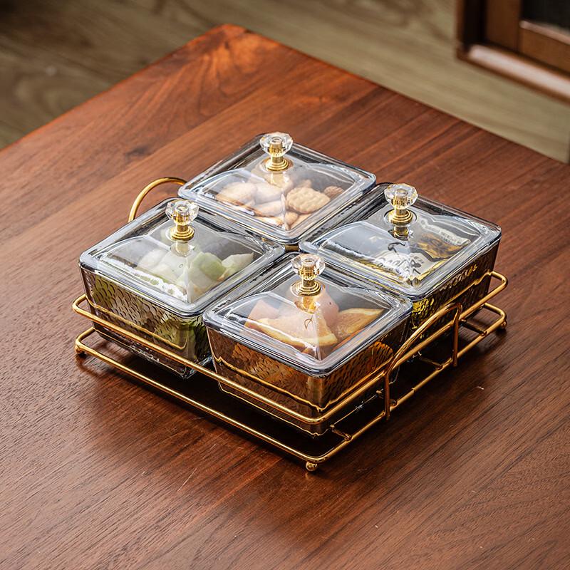 Hammered Glass Divided Serving Platter Set