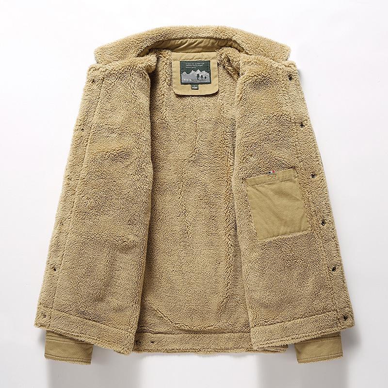 Autumn Winter Men Fleece Thick Warm Jacket Men Casual Windproof Coat Men Outwear Outdoor Fur Collar Jacket Men