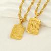 Men's 18K Gold Square Stainless Steel Alphabet Pendant Necklace