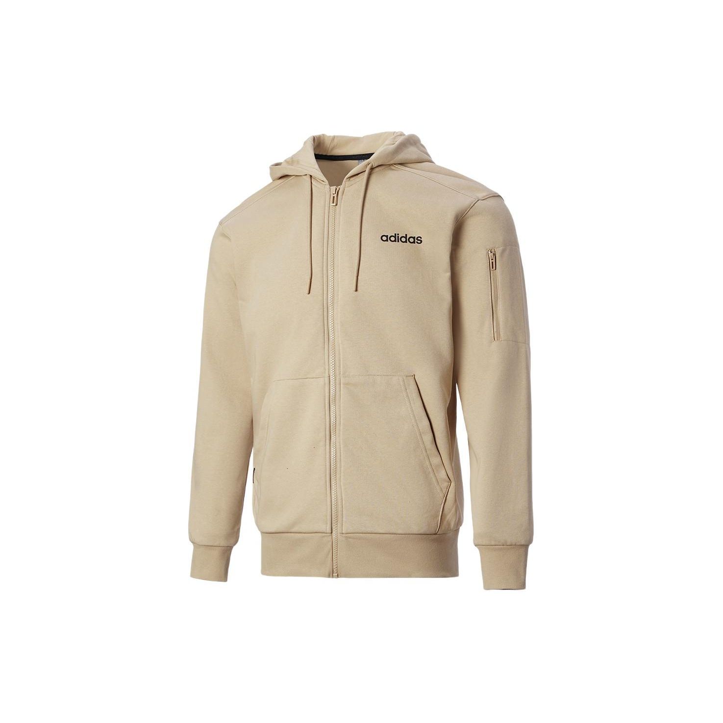 Adidas Letter Print Full Zip Long Sleeve Hoodie Men Hoodies Khaki JF3325 XL