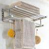 Stainless Steel Towel Rack No Drill Damage Free Storage with Adjustable Hooks for Rental House Bathroom
