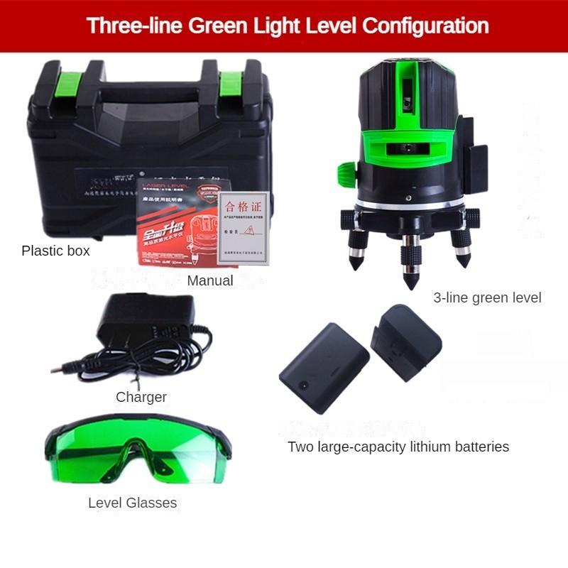 2/3/5 Linien Grünes Licht Laser Wasserwaage Wiederaufladbare Selbstnivellierende Wasserwaage Außenbereich Horizontal Vertikal Kreuz Messwerkzeug 195 * 135mm