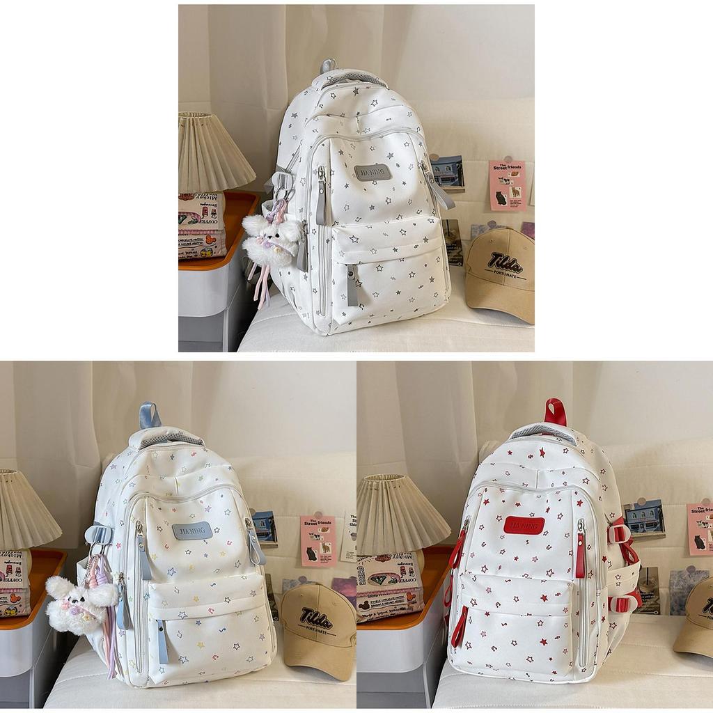 Cute Starry Nylon Backpack For Girls With Arc Shoulder Straps For School And Travel