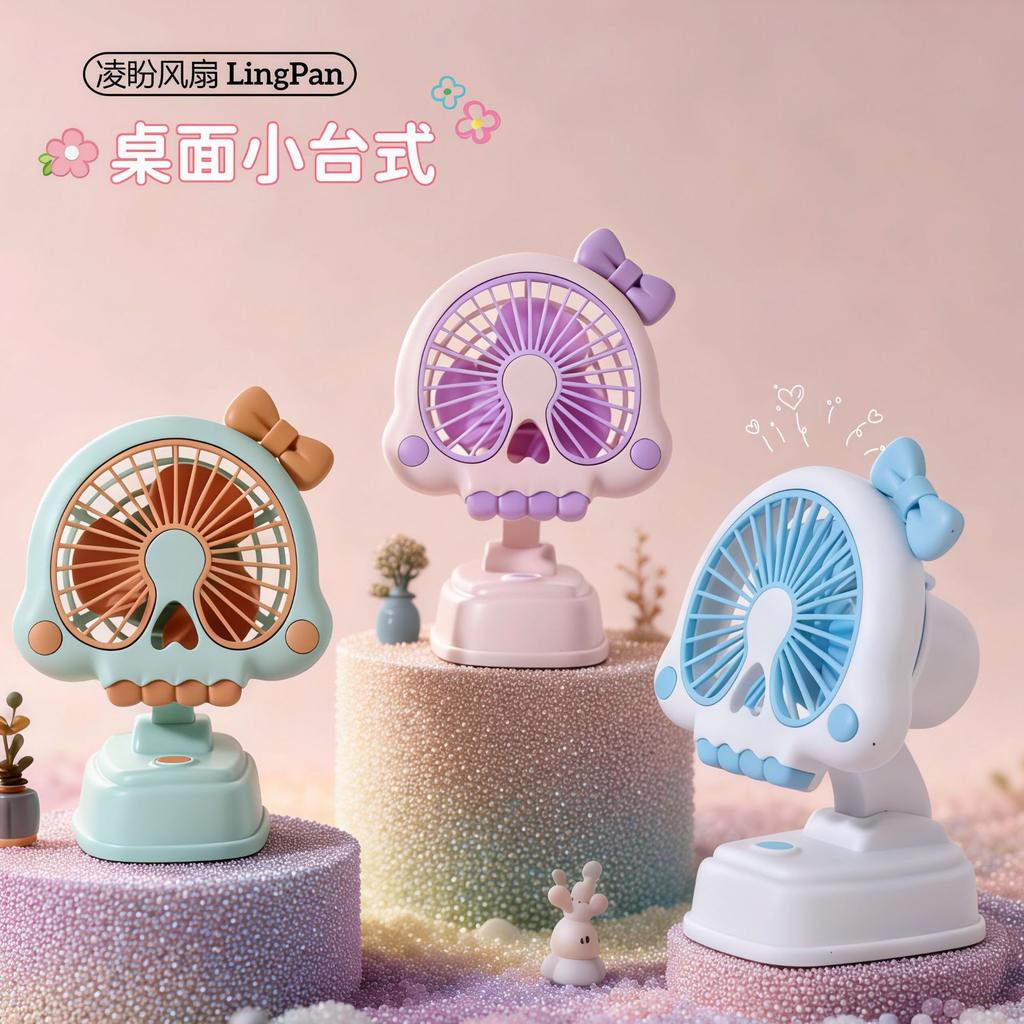 Mini Ventilatore da Scrivania a Forma di Coniglio Cartone Animato per il Raffreddamento Estivo dei Bambini, Ventilatore Portatile Ricaricabile per Bambini