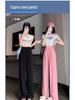 Women's High-Waist Straight-Leg Pants - European Cotton Velvet, Slimming and Drapey for Spring and Autumn 2025