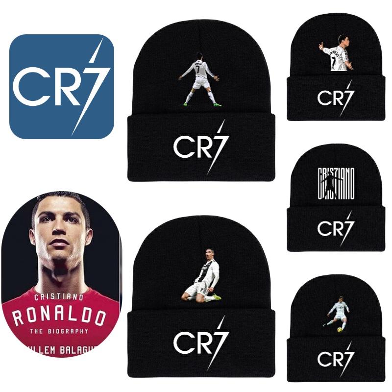 Cr7 Printed Knit Black Hat Warm And Stylish Winter Headwear For Men And Women