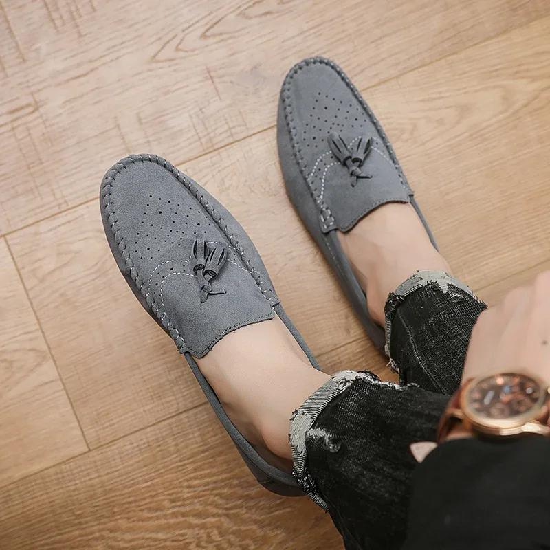 Fashion Suede Men Casual Shoes Luxury Brand Mens Loafers Comfort Breathable Slip-on Leather Driving Shoes Lazy Shoes Moccasins