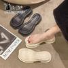 Korean Version of High-end Niche Transparent Cool Slippers Women's New Thick-soled Heightening Casual One-word Slippers In Summer 2025