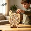 Decorative Puzzle Toy Wooden Animal Jigsaw Puzzle Pig Rabbit Theme Difficult Interactive Challenge Game Kids Adults for Desk Decoration Learning