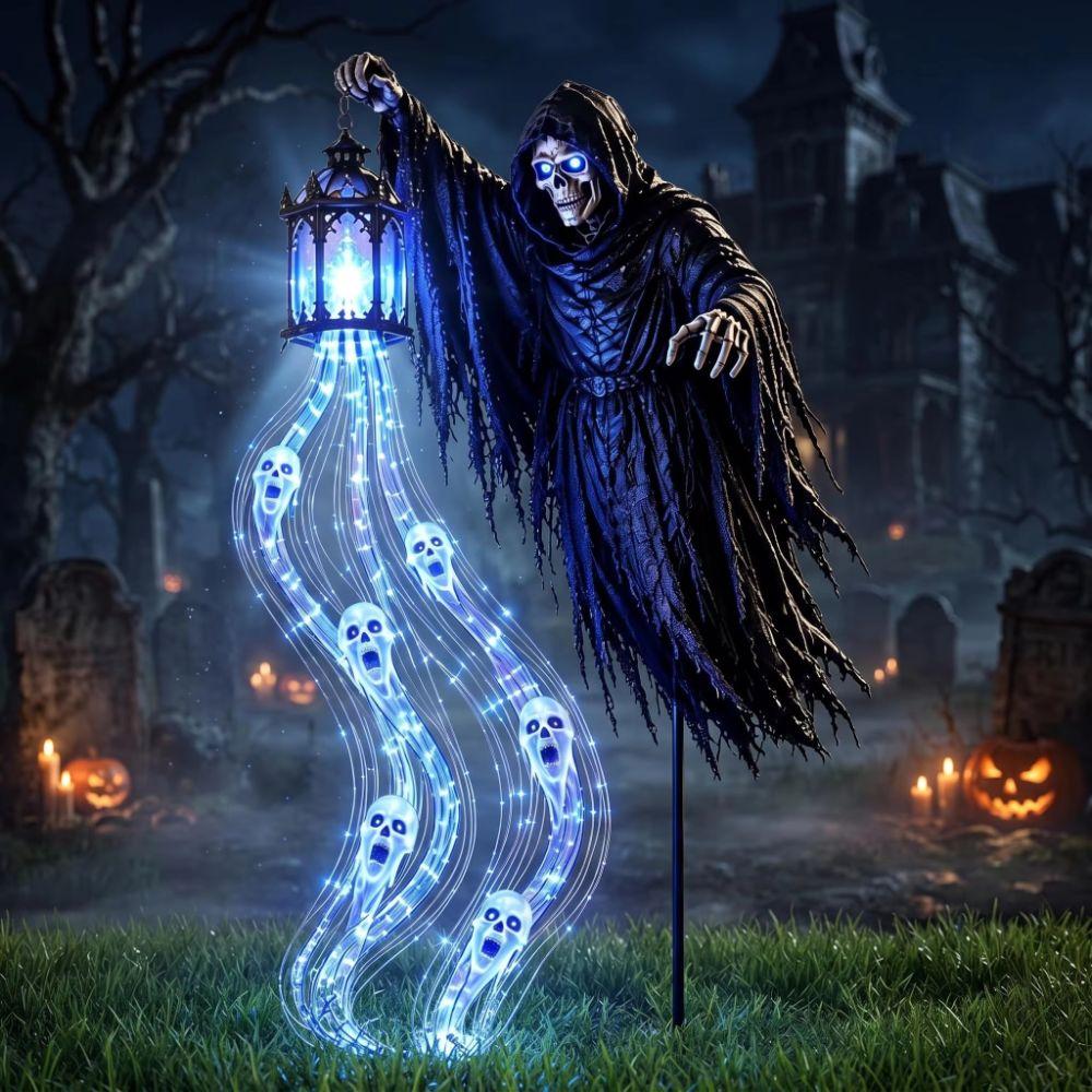 Glowing Ghost Trail Halloween Grim Reaper Lantern Creepy Halloween Decoration Reaper Yard Decor