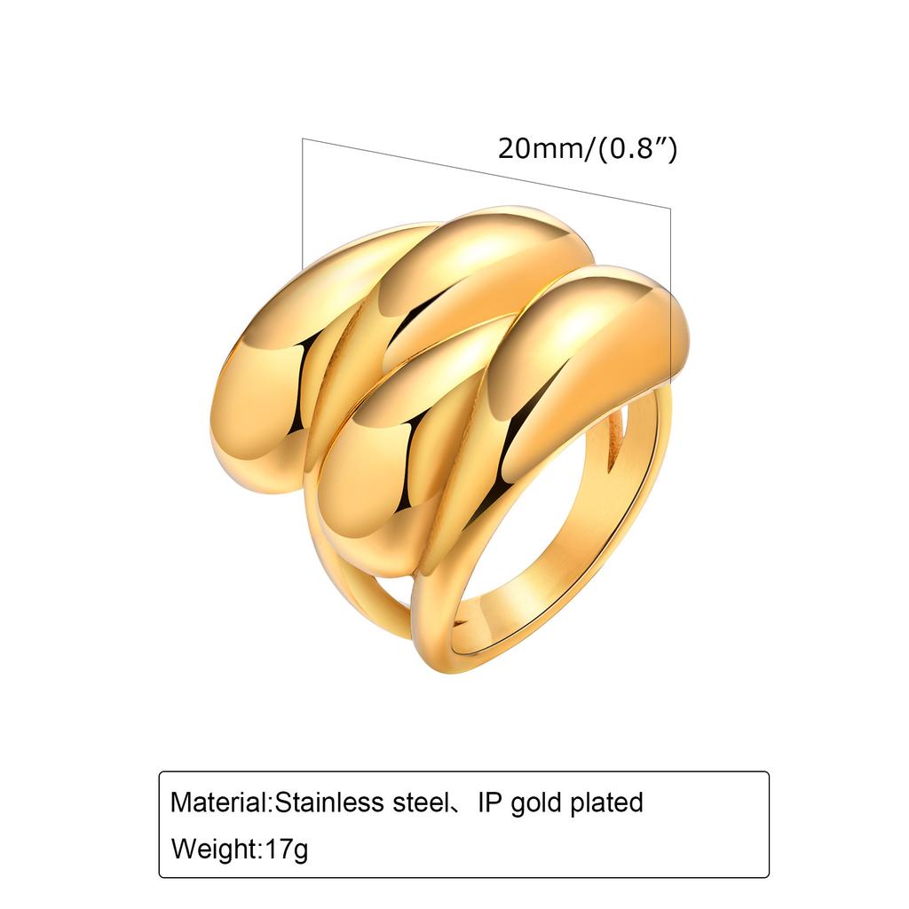 Waterproof Stainless Steel Chunky Dome Rings for Women, Geometric Ring Gold Plated Aesthetic Fashion Jewelry