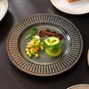 Nordic Vertical Stripe Embossed Ceramic Dining Set: Bowls, Plates, Dishes, Coffee Cup & Saucer, Fish Plate for Western Cuisine.