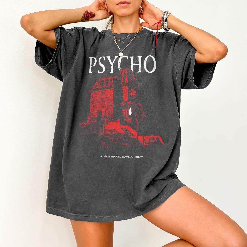 Psycho Tshirt Bates Motel silhouette Tshirt NorUnisex holding a knife Tshirt classic horror movie Tshirt unisex pure cotton S
