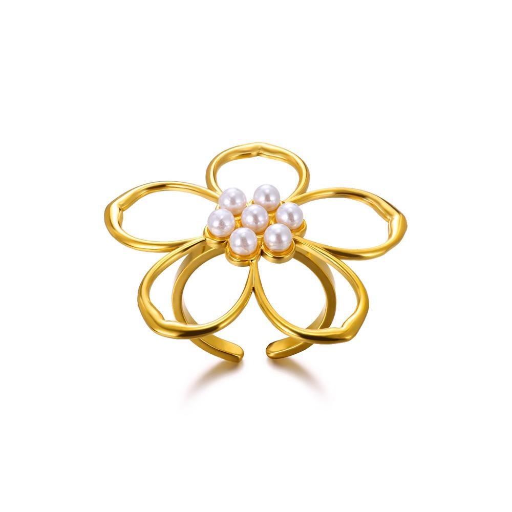 

Stainless Steel Exaggerated Big Flower Rings For Women Gold Color Sunflower Finger Ring Female Fashion Aesthetic Jewelry Gift resizable
