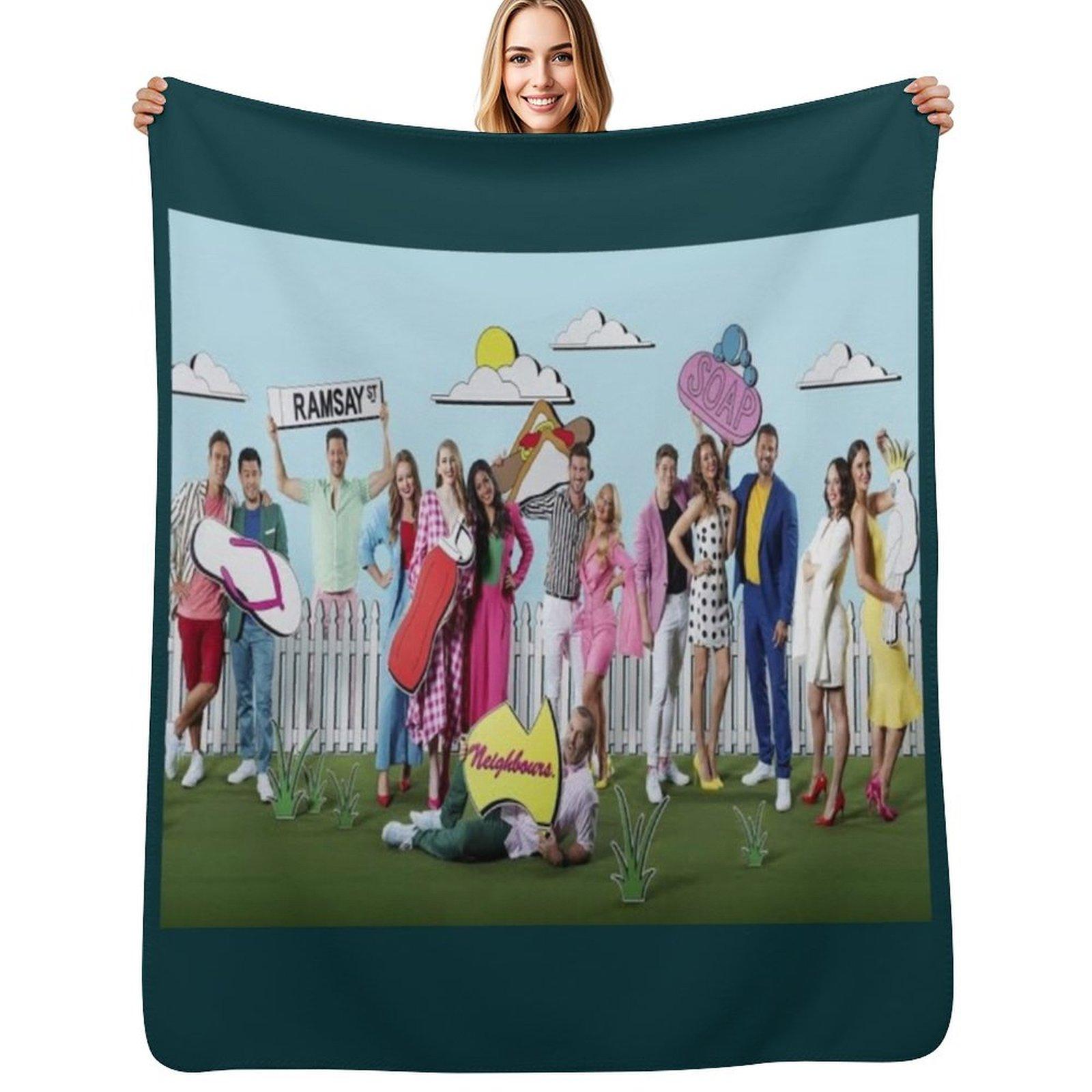 Neighbours Tv Ramsay Street Throw Blanket Warm Cozy Throw Blanket for Living Room Couch Size: 75*100cm, Weight: 230 GSM