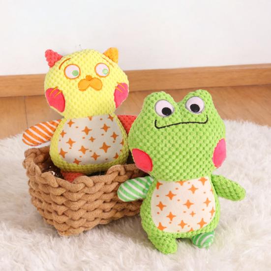 Yousheng Plush Animal Dog Chew Toy Boredom Stress Relief Squeaky Frog Cat Rabbit Plushie Bite Resistant Dog Teething Cleaning Interactive Animal