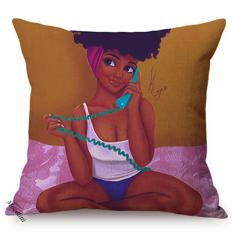 Africa Fashion Black Girl Pop Art Posters Style Decorative Cushion Cover Funky Sexy Woman Life Portrait Sofa Throw Pillow Case