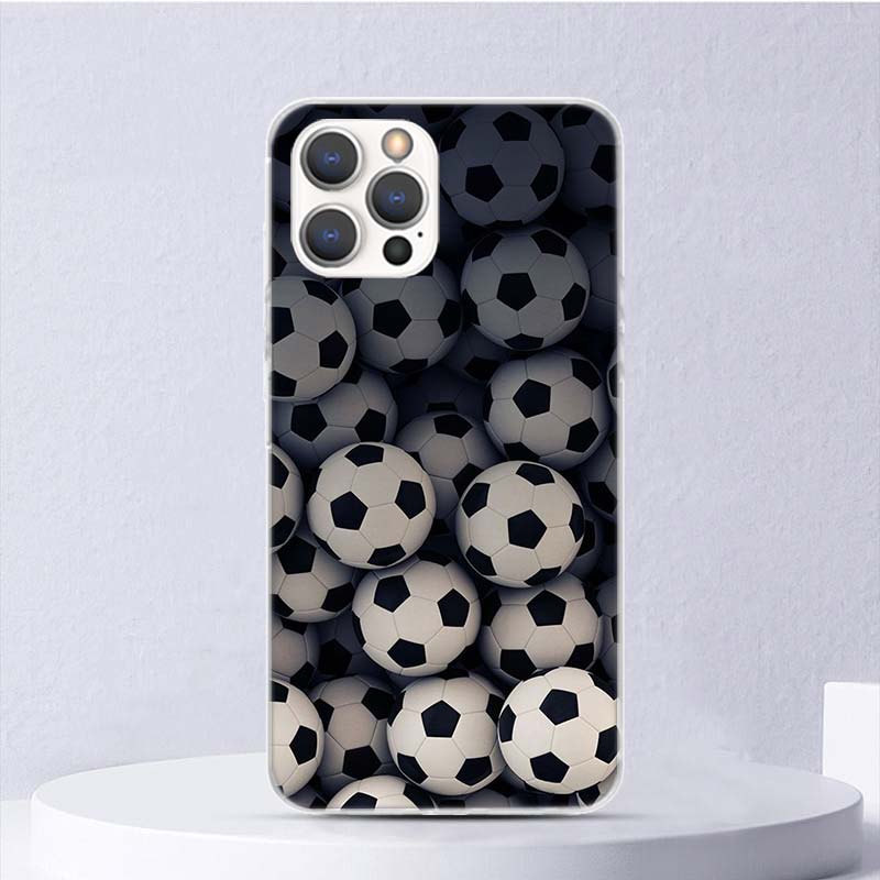 Football Soccer Ball Design Soft Case For iPhone 11 12 13 Mini 14 Pro Max Apple Phone Cover X XS XR SE 7 Plus 8 + 6 6S 5S Funda