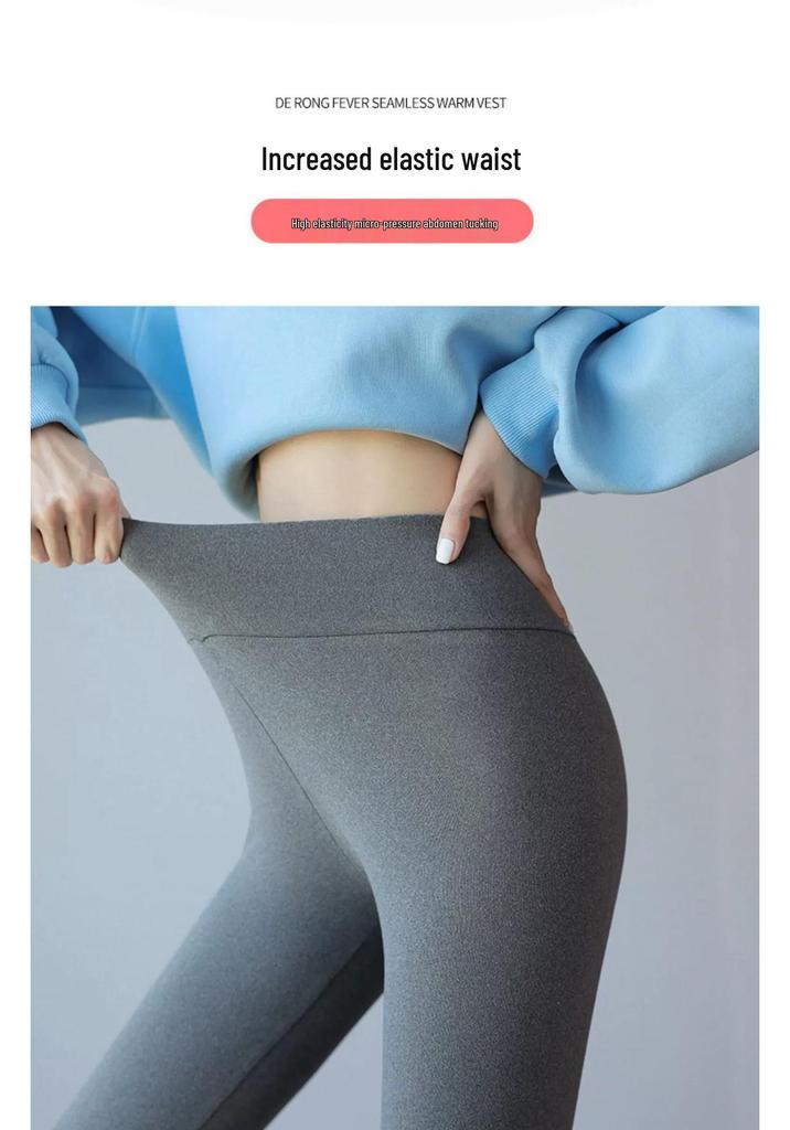 Plus Size High-Waisted Women's Pants - Warm Fleece Base Layer for Autumn and Spring