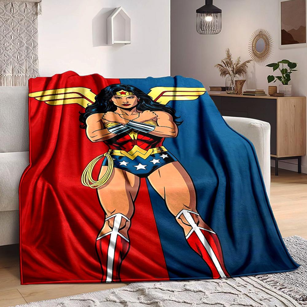 1pz Wonder Woman, Coperta da Supereroe in Fibra di Poliestere, Comfort per Tutte le Stagioni per Divano, Letto, Ufficio, Auto, Campeggio, Ideale Decor